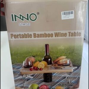 Portable Bamboo Wine Table & Charcuterie - Natural Bamboo